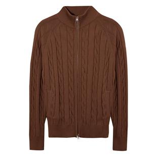 【重磅全棉】CULTUM加厚880g重绞花双开拉链开衫立领毛衣外套男