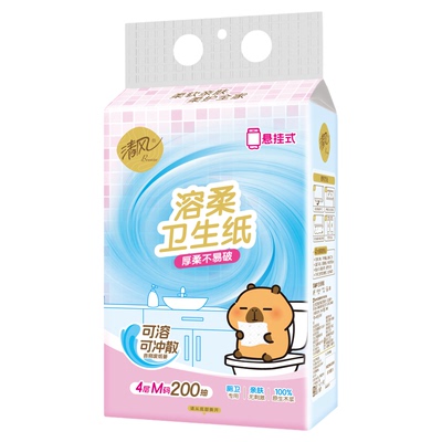 清风溶柔悬挂式厕卫抽纸200抽/提