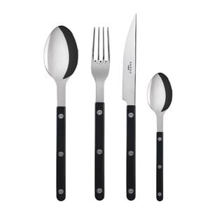 法国SabreParis黑色牛排刀叉餐具西餐家用高级不锈钢刀叉勺三件套