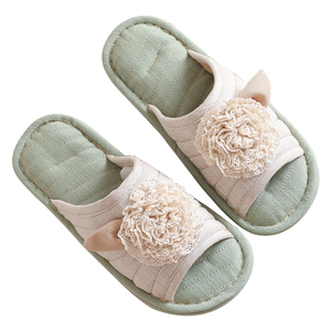 居家布艺春秋布底拖鞋女室内家居亚麻四季款无声木地板防滑牛筋底