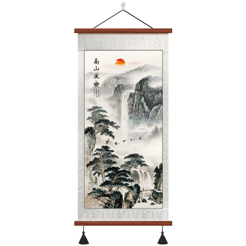 新中式高山流水玄关挂画