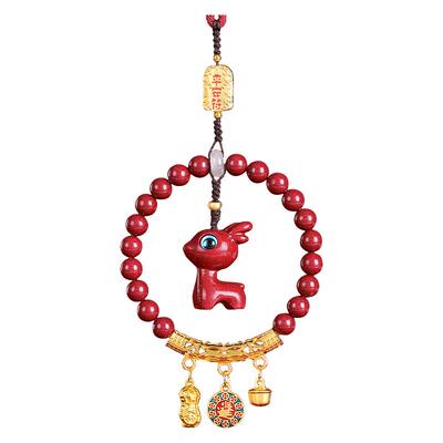 朱砂【一鹿平安】保平安汽车挂件