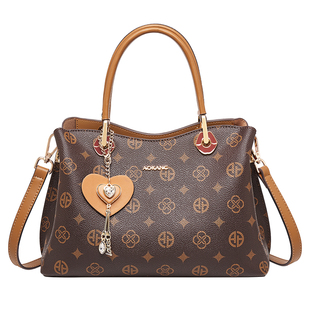 奥康妈妈手提包2026新款老花单肩大包高级大容量通勤包女式斜挎包