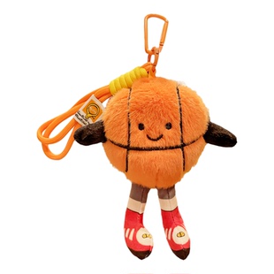 正版原创运动公仔钥匙扣男毛绒网球棒球排球足球篮球玩偶书包挂件