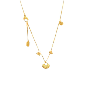 古法金包银硕果累累吊坠女大吉大利项链平安锁套链锁骨链送女友