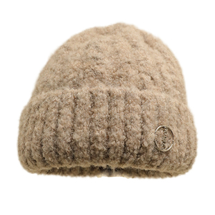 白色加厚大头围护耳毛线帽子女款秋冬新款保暖显脸小针织包头帽潮