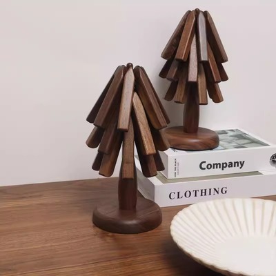 一棵树黑胡桃隔热垫创意圣诞餐垫杯垫木质耐热餐桌餐具垫餐台垫