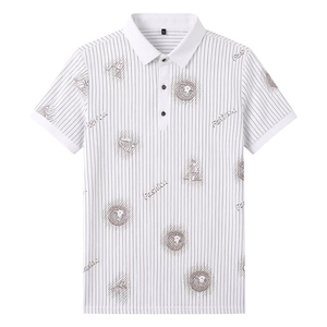 夏季冰丝条纹短袖男Polo衫