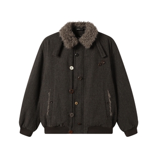 TGNS仿羊羔毛翻领厚外套女生冬季加绒保暖棉衣男美式复古休闲上衣