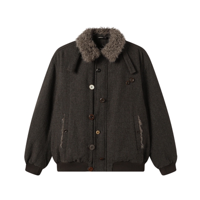 TGNS仿羊羔毛翻领保暖棉衣厚外套