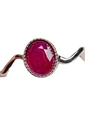 天然红宝石戒指5乘6波浪款