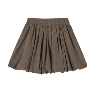 小个子舒适高腰防走光半身百褶裙女秋冬2025新款蓬蓬花苞糯米短裙