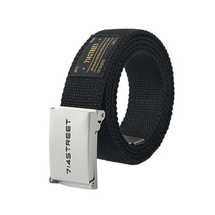 714street美式复古定制logo金属头工装重磅珠地帆布腰带