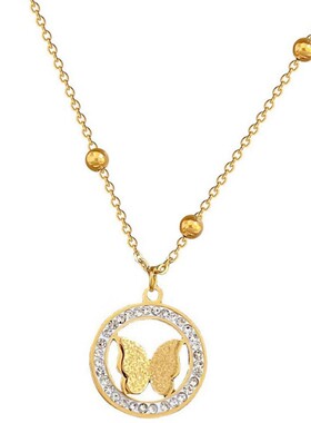 气质冷淡风轻奢满钻镂空蝴蝶项链