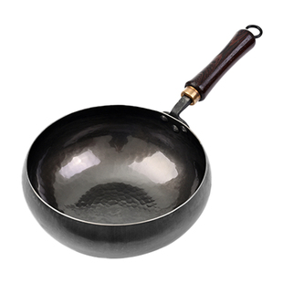 鲁匠师钛锅纯钛炒锅大肚锅官方旗舰古法锻打无涂层不粘锅圆底家用