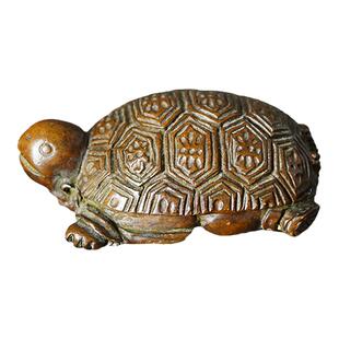 苏工实心铜长寿龟金钱龟茶宠茶玩盖置日式铜虫书桌茶桌博古架摆件