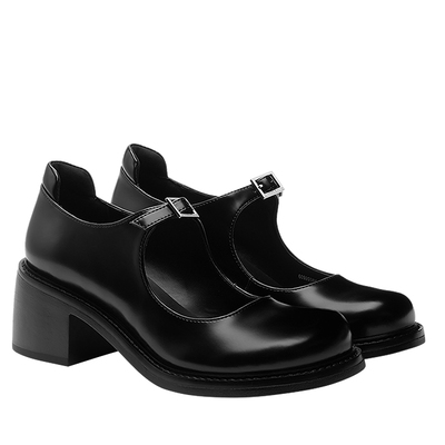 CHARLES&KEITH秋冬女鞋CK1-60920384浅口一字扣圆头粗跟玛丽珍鞋