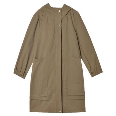 宽松舒适连帽长款风衣外套