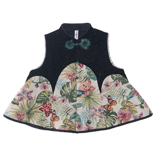 米米哈罗女童唐装拜年服女孩国风加绒上衣冬2025新款儿童旗袍马甲