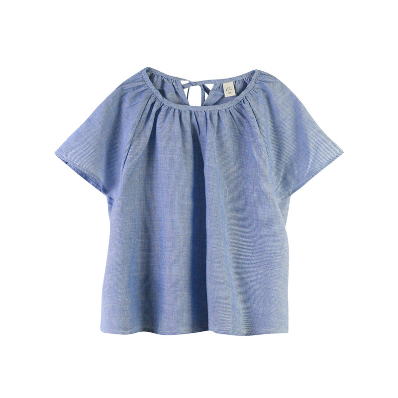 Caicaiai 北欧风童装纯棉衣服新款夏季女大童蓝色系带上衣296+177