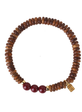 情绪稳定天然绿檀手链女三圈檀木手串朱砂转运珠佛系净心凝神文玩