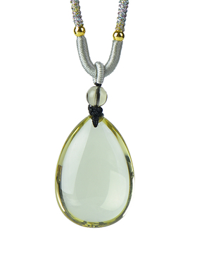 天然黄水晶水滴精工雕刻吊坠男女