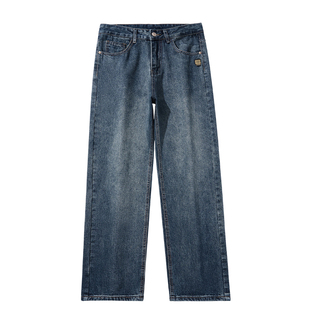 班尼路SK美式直筒牛仔裤男款秋冬季加绒加厚宽松男士休闲长裤子YS