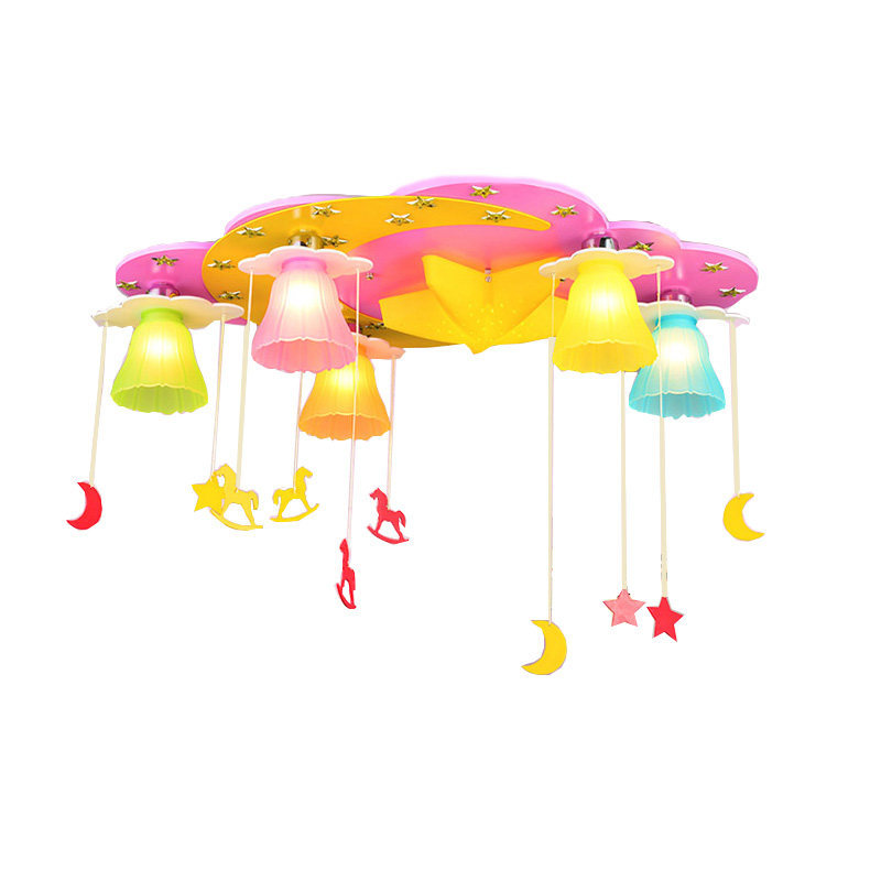 全光谱LED吸顶灯星月粉色卡通灯女孩卧室灯儿童房灯男孩儿童灯具_虎窝淘