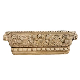 石雕仿古鱼缸老石槽花盆汉白玉做旧长槽圆花盆石水缸庭院别墅摆件