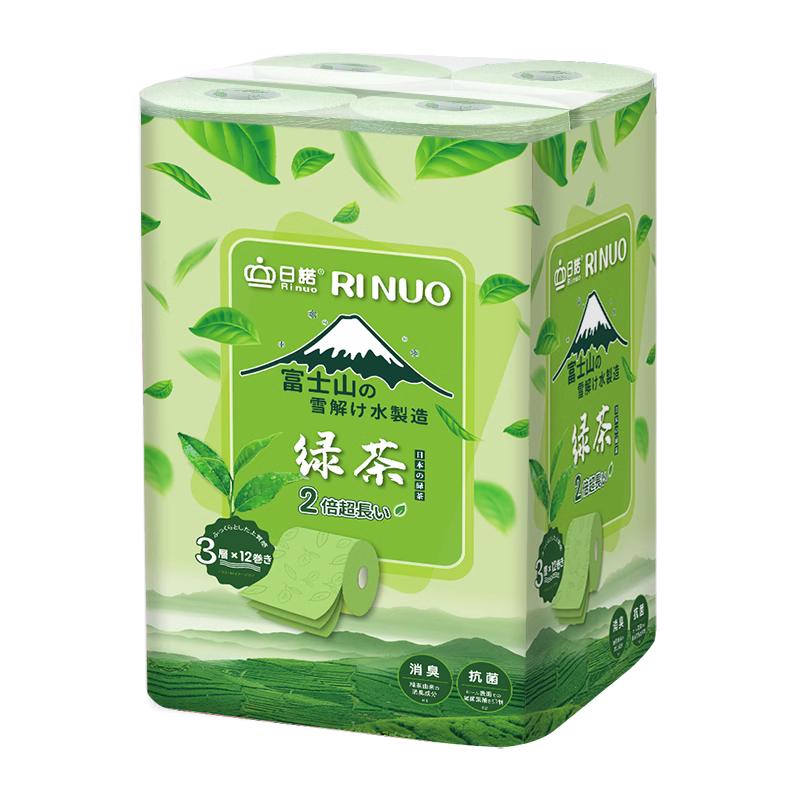 日诺日本进口绿茶溶水卫生纸3层