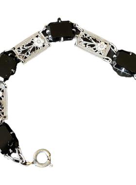 中古饰品首饰Vintage ArtDeco 新艺术风格黑白手链（不退不换）