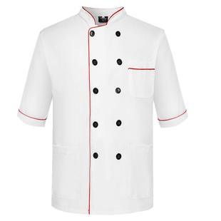 厨师工作服男中袖夏季厨师服女中国风长袖烹饪大师短袖上衣服工装