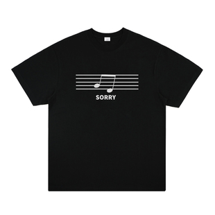 sol re 趣味五线谱音符道歉sorry创意印花纯棉短袖音乐文化T恤