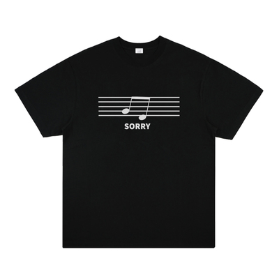 sol re 趣味五线谱音符道歉sorry创意印花纯棉短袖音乐文化T恤