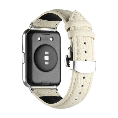 UHADA新款荔枝纹蝴蝶扣真皮表带