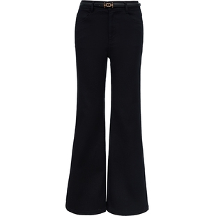 Vero Moda牛仔裤2025秋季新款含棉莱赛尔腰带加绒微喇裤325332061