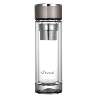 卧龙双层玻璃杯隔热加厚泡茶杯礼盒装送人水杯男便携过滤喝水杯子