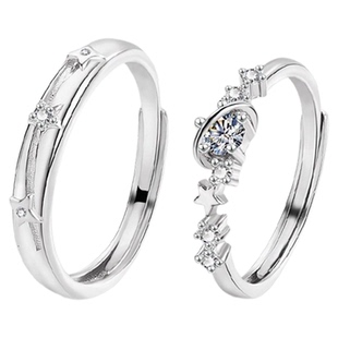 老凤祥恋爱频率925银戒指一对戒情侣款轻奢饰品生日礼物送女朋友