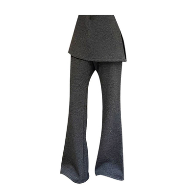 秋冬高腰显瘦假两件屁帘喇叭裤