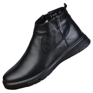 棉皮鞋男真皮冬季保暖加绒加厚真羊毛皮毛一体商务休闲高帮马丁靴