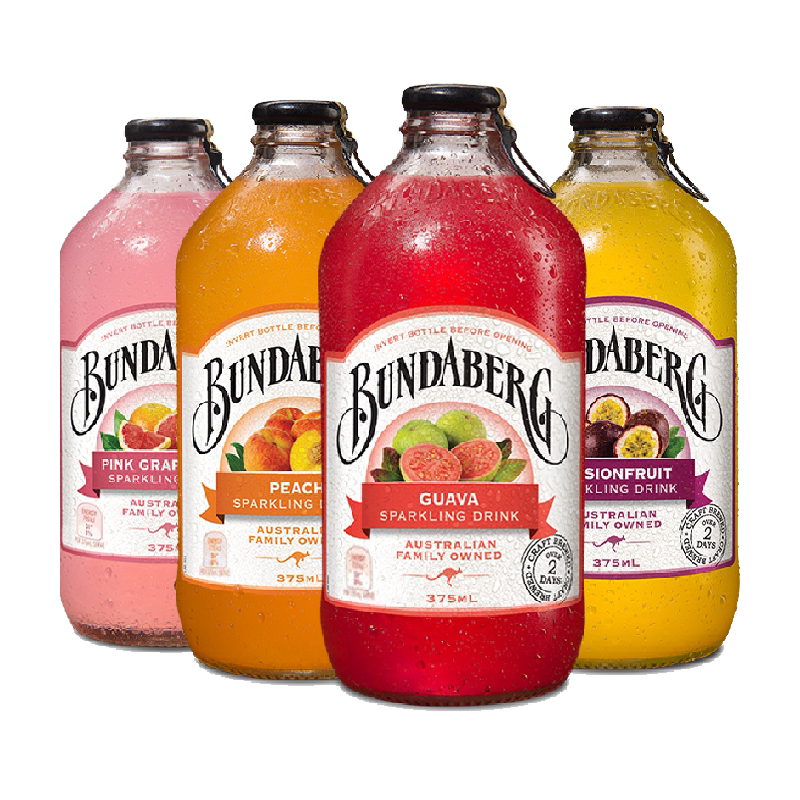 Bundaberg宾得宝澳洲网红果味气泡水375ml*4多口味果汁饮料汽水