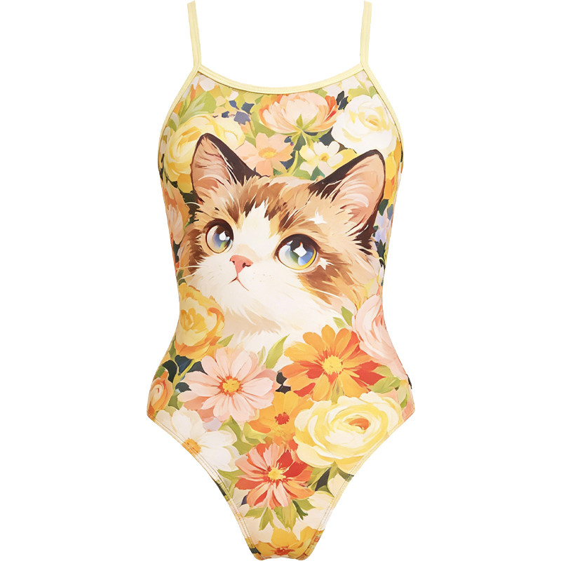 花间猫语女款专业竞技连体泳衣
