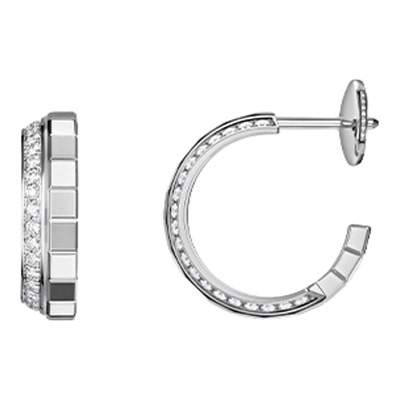 Chopard萧邦小冰块18K白金耳钉