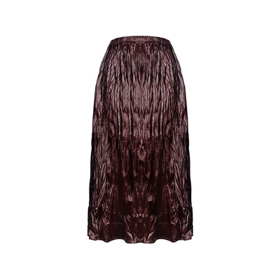 Unawares. 高级肌理感工艺褶皱仿皮感半身裙