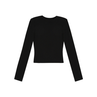 pusumede 简约主义 灰色针织衫长袖T恤女圆领套头修身打底衫上衣