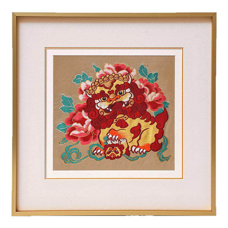 南京云锦研究所狮狮如意装饰画
