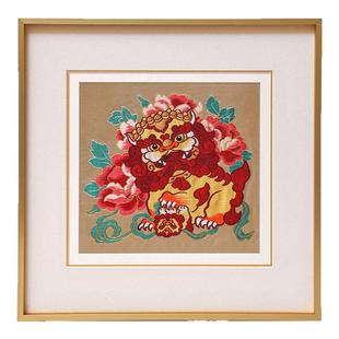 狮狮如意南京云锦研究所元先喜狮挂画新中式特色工艺品家居装饰画