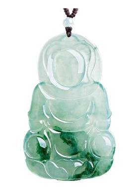 翡翠阳绿飘花观音吊坠情侣礼物款