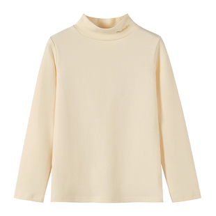 儿童打底衫秋冬2025新款男童半高领纯棉内搭女童秋装宝宝保暖上衣