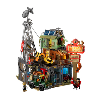 我是一块砖断网时代之末日油站灯光积木废土风拼装玩具潮玩摆件